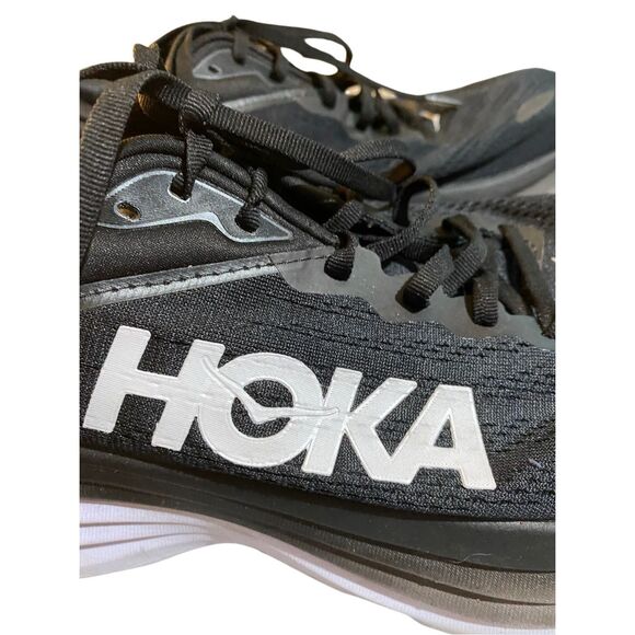 Hoka one Bondi 8 men’s black and white athletic running shoe 11 E main image 7